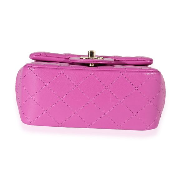 Chanel Purple Quilted Lambskin Mini Square Classic Flap Bag - Picture 5 of 7
